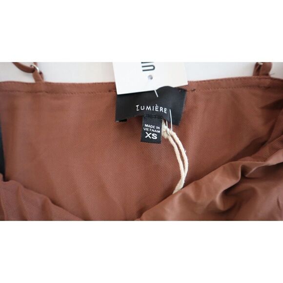 Urban Outfitters Women's Sz XS Cocoa Brown Lumiére Knit Faux Wrap Ruched Dress - Picture 8 of 8